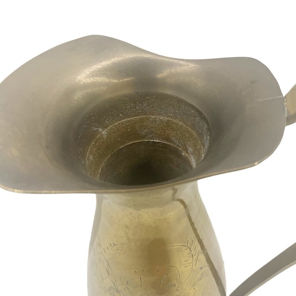 Vintage Brass Pitcher with Floral Design Engraved - Picture 7 of 11